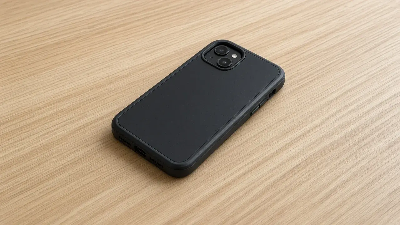 Black smartphone with case